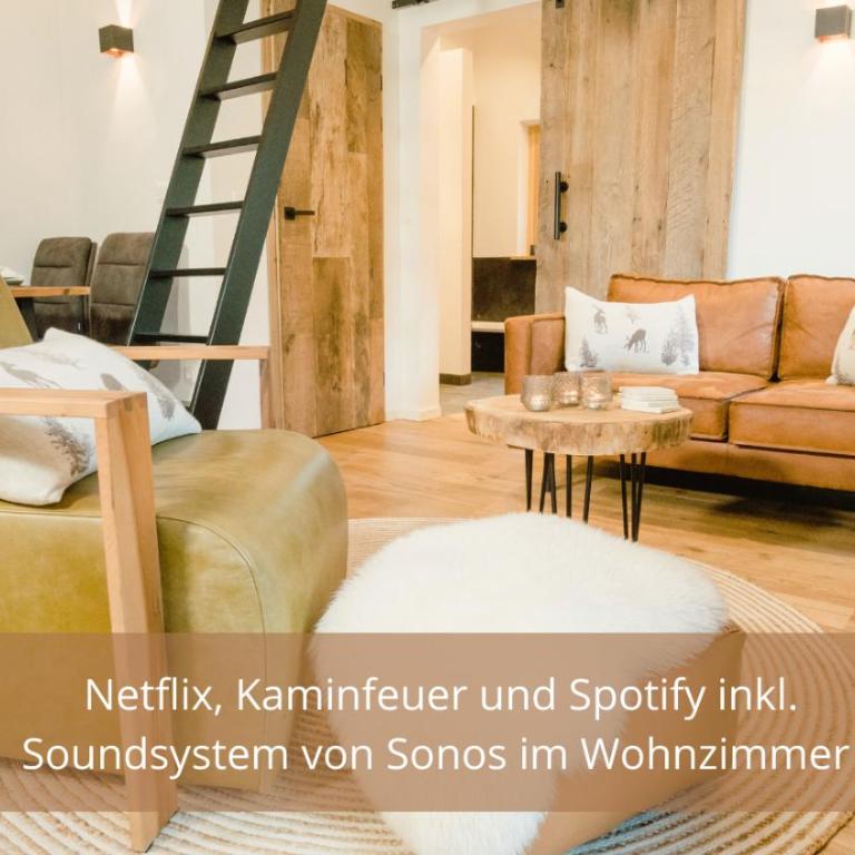 Chalet WaldHäusl luxuriöse Ferienwohnungen mit Sauna & Whirlpool, Kamin, Balkon oder Terrasse mit Bergblick - Superior Apartment mit Sauna - 12