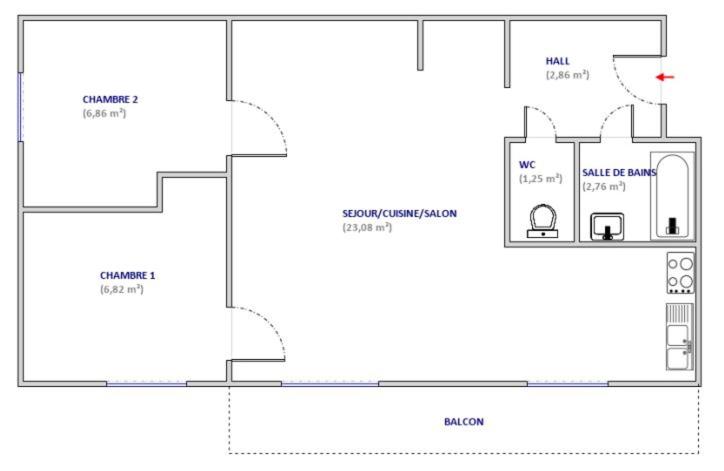 Appartements 3 vallées, piscine et sauna - Appartement avec Balcon - 8