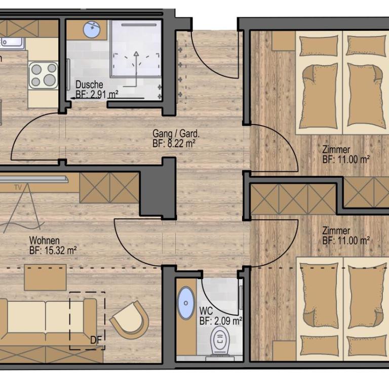 Valdafur Suites - Apartment mit 2 Schlafzimmern und Bergblick - 9