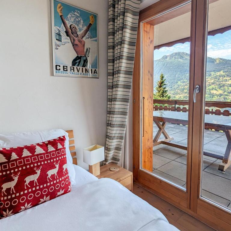 Paisible apt cheminée, terrasse, jardin, vue époustouflante - Apartment mit 3 Schlafzimmern und Bergblick - 15
