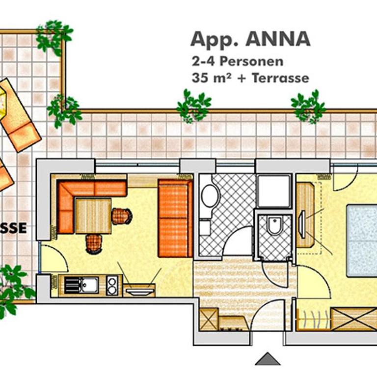 Appart & Hotel Garni Villa Knauer - Apartment mit 1 Schlafzimmer und Terrasse - 5