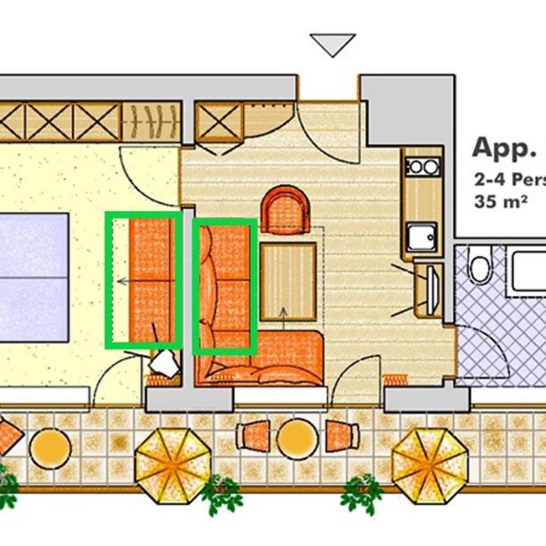 Appart & Hotel Garni Villa Knauer - Apartment mit 1 Schlafzimmer und Balkon - 2