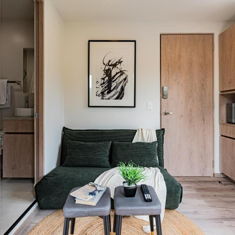 Tiny desk by VH - One-Bedroom Loft Apartment with One Queen Bed - 24