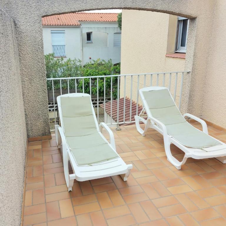 terrasse privative étage soleil catalan 150m mer 6 pers animaux chéque vacance - Appartement 2 Chambres - 18