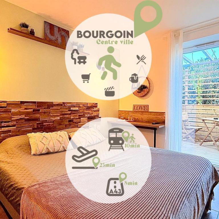 Luna Monkey, Chambre & Terrasse privée, Bourgoin Centre - Chambre Double avec Salle de Bains Privative - 10