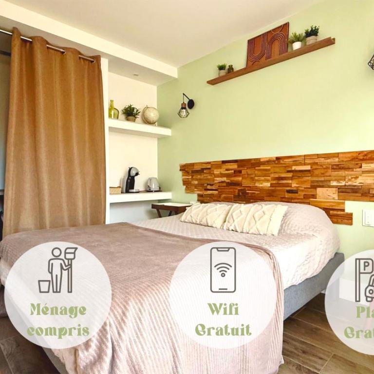 Luna Monkey, Chambre & Terrasse privée, Bourgoin Centre - Chambre Double avec Salle de Bains Privative - 1