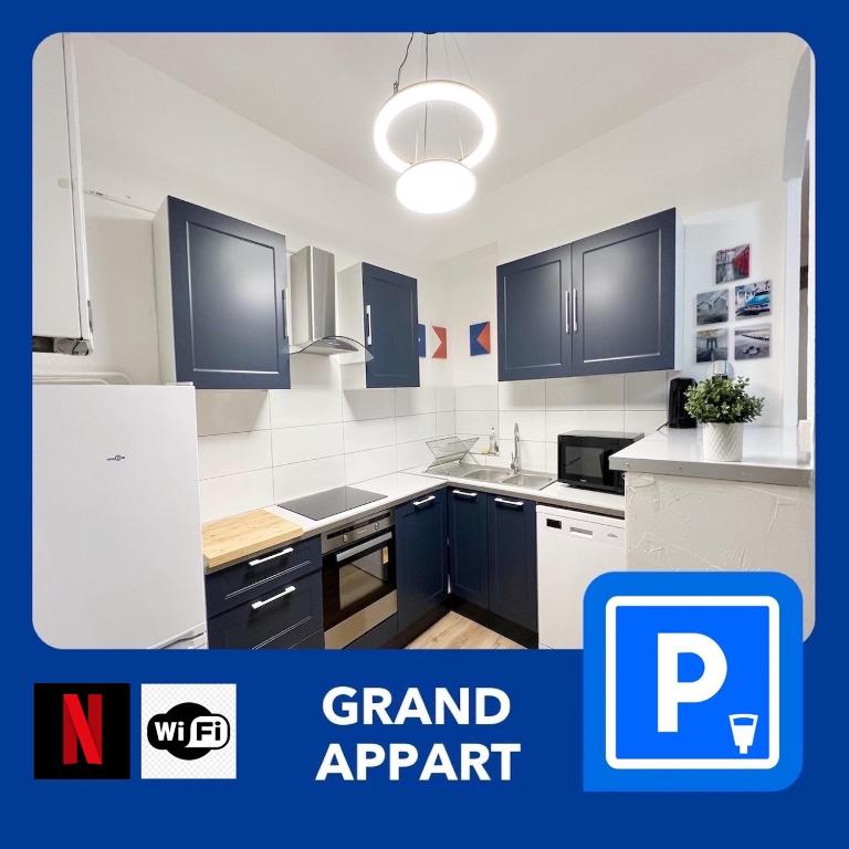 016 CHIC & COSY GRAND APPART MODERNE 65m2 HYPERCENTRE WIFI SMART TV NETFLIX - Appartement 3 Chambres - 36