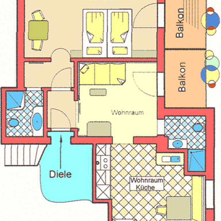 Gästehaus Alpina - Apartment mit 1 Schlafzimmer und Balkon - 4
