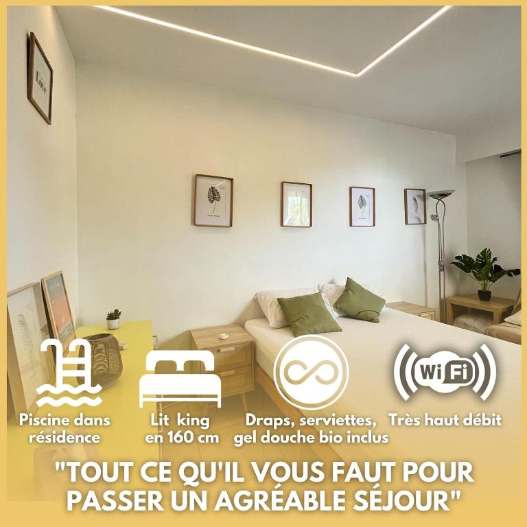 Terrasse, piscine, clim, proche aéroport et plage - Studio with Balcony - 1