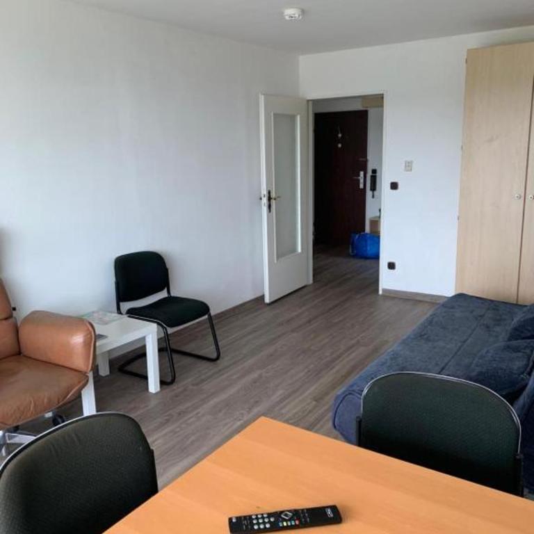 501, Schlafzimmer, Wohnzimmer, Küche und Bad mit Bergblick - Apartment mit 1 Schlafzimmer - 9
