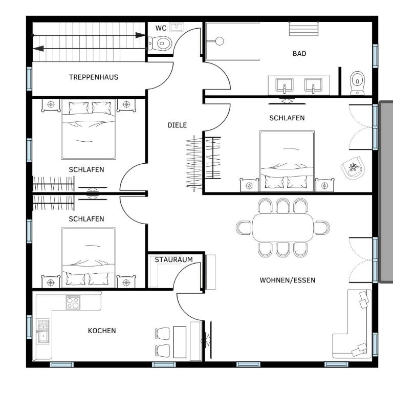 RUBEN 15 Ferienwohnungen - Apartment mit 3 Schlafzimmern und Balkon - 1