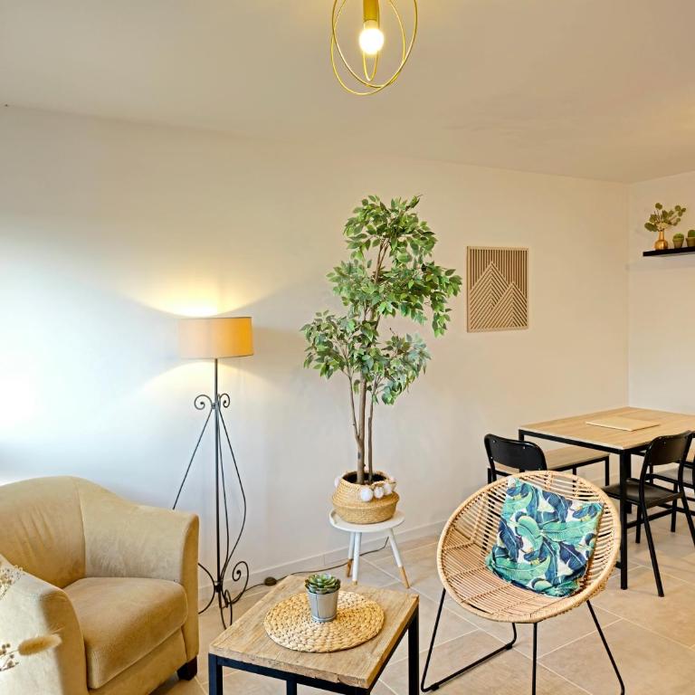 Les chambres de Sandrine avec dans un appartement en collocation - Chambre Double avec Salle de Bains Privative - 11