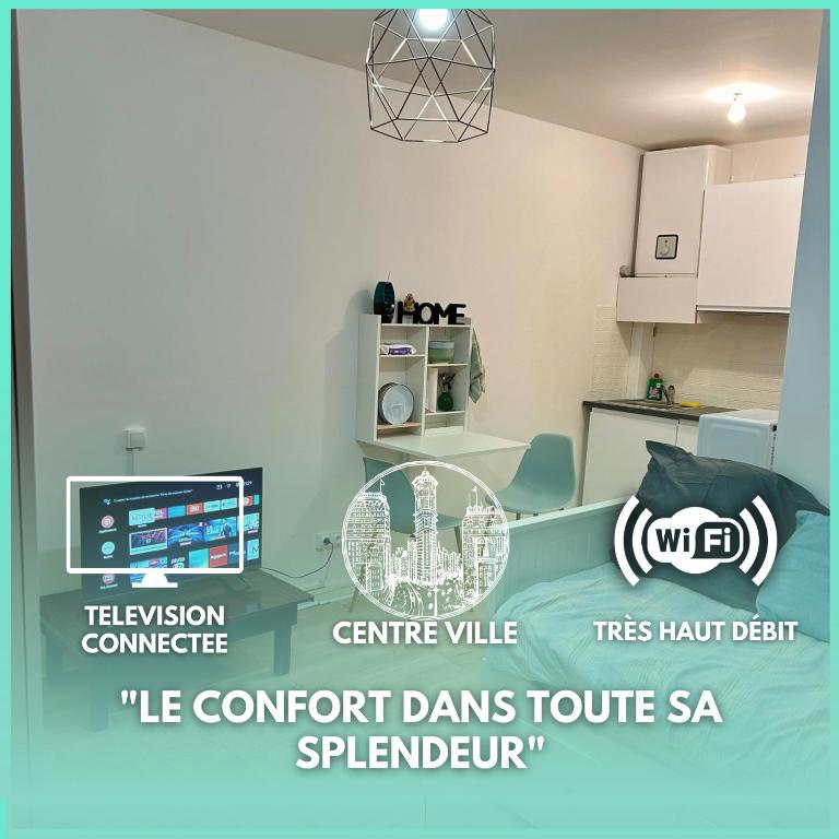 L'étincelant, Centré - Connecté - Lumineux & Cosy - Appartement 1 Chambre - 1