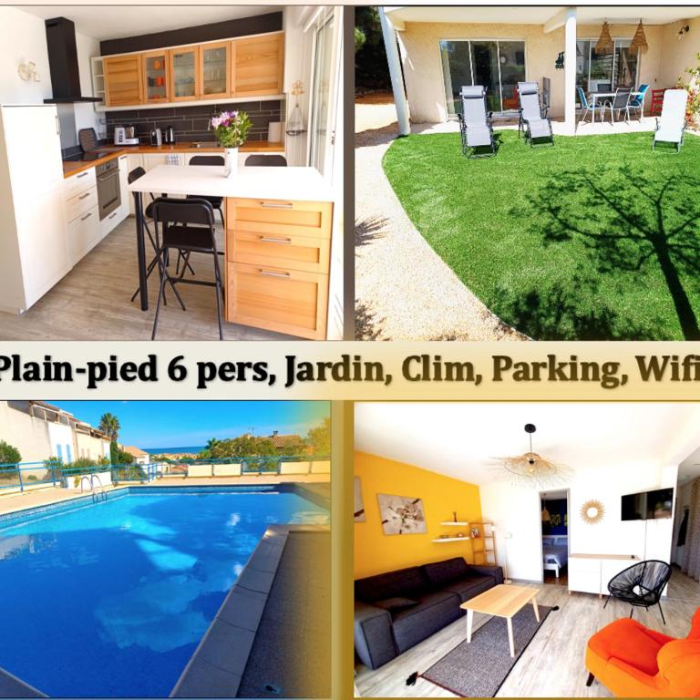 Plain-pied Jardin 6 personnes Clim Vue Mer Parking Wifi Terrasse Piscine dans la résidence - Appartement 2 Chambres - 4