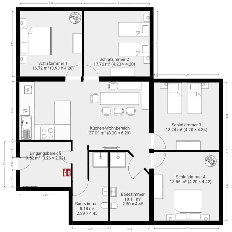 Gaul Lodge - für bis zu 8 Gäste, inkl Königscard, 4 Schlafzimmer, 2 Bäder, große Küche, gratis Parken & WLAN, Self Check-in - Apartment mit 4 Schlafzimmern - 36