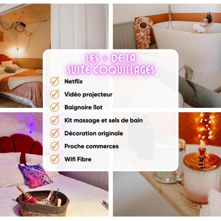 Coquillages et crustacés, vidéoprojecteur baignoire îlot chez Ivona Vacances - Appartement 1 Chambre - 7