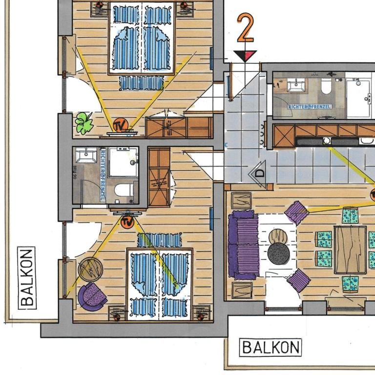 Gasthof-Appartements Vroni - Chiemgau Karte - Apartment mit 2 Schlafzimmern und Balkon - 11