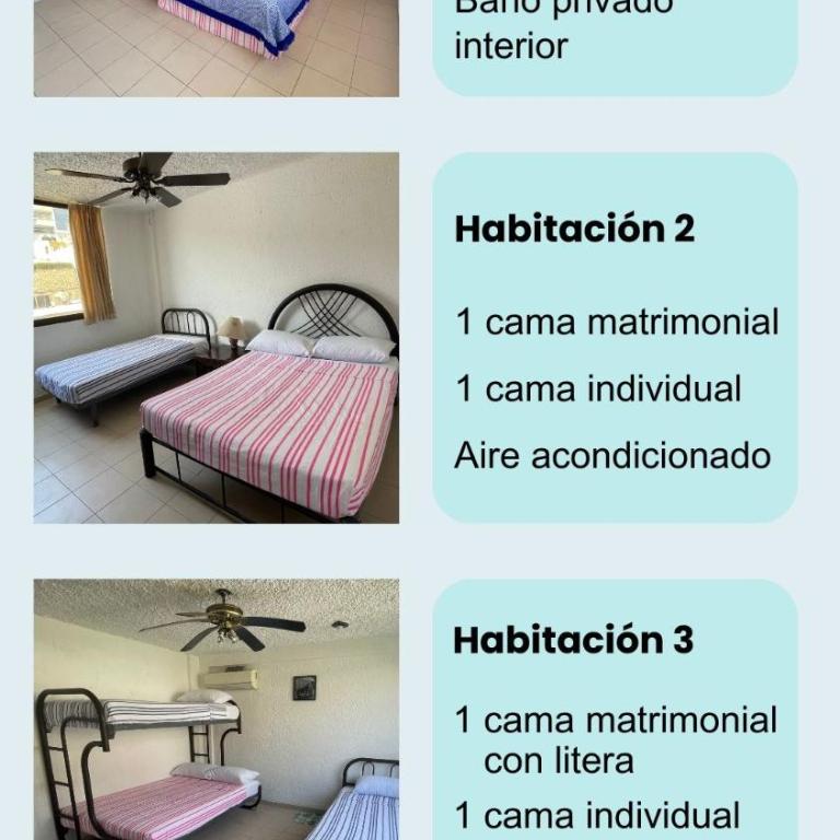 Costera, depa hasta 9 personas con vista al mar, alberca, terraza y aire acondicionado - Apartamento de 3 dormitorios - 2
