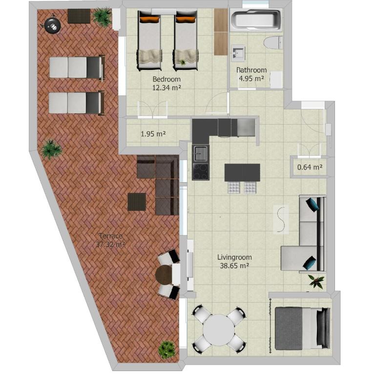 Penthouse - Beach - Sea View - Pool - 40 sqm Private Terrace - One Bedroom - Sleeping Alcove - Casa - 31