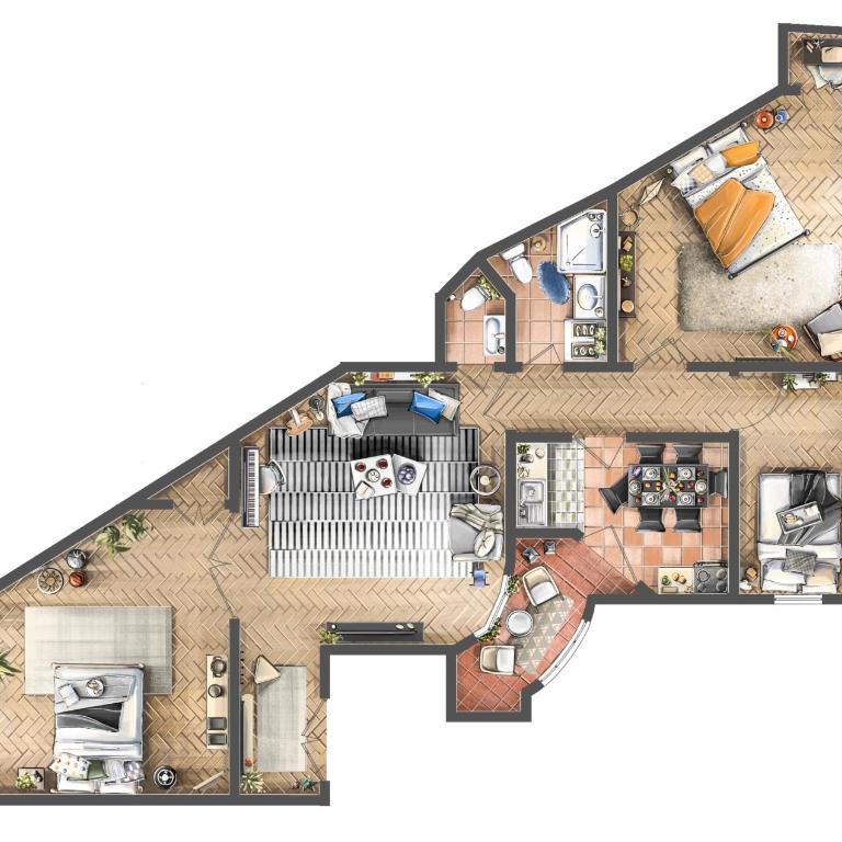 Musical Shelter with Balcony 2min to Republic Square - Three-Bedroom Apartment with Balcony - 5