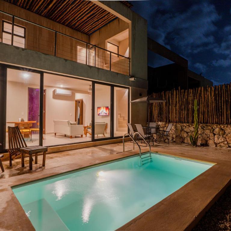 Close to Cenotes Private Pool 24hr Hr Security Gym Yoga Villa - Two-Bedroom Apartment with Private Pool - 11