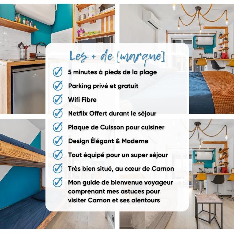 Studio cabine AZUR ,5 min mer -5 min Arena - clim - parking gratuit privée - 4 personnes - Studio - 3