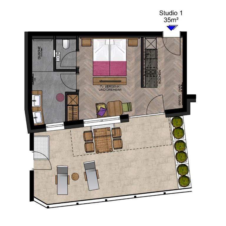 Apartment Rainer - mittendrin - Studio mit Terrasse und Garten - 5