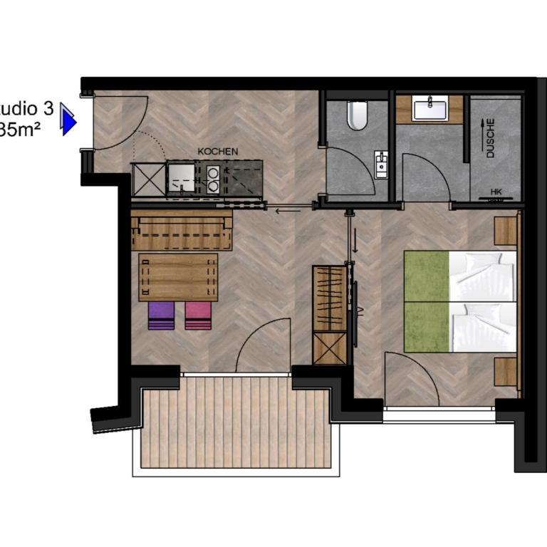 Apartment Rainer - mittendrin - Studio mit Balkon und Bergblick - 5