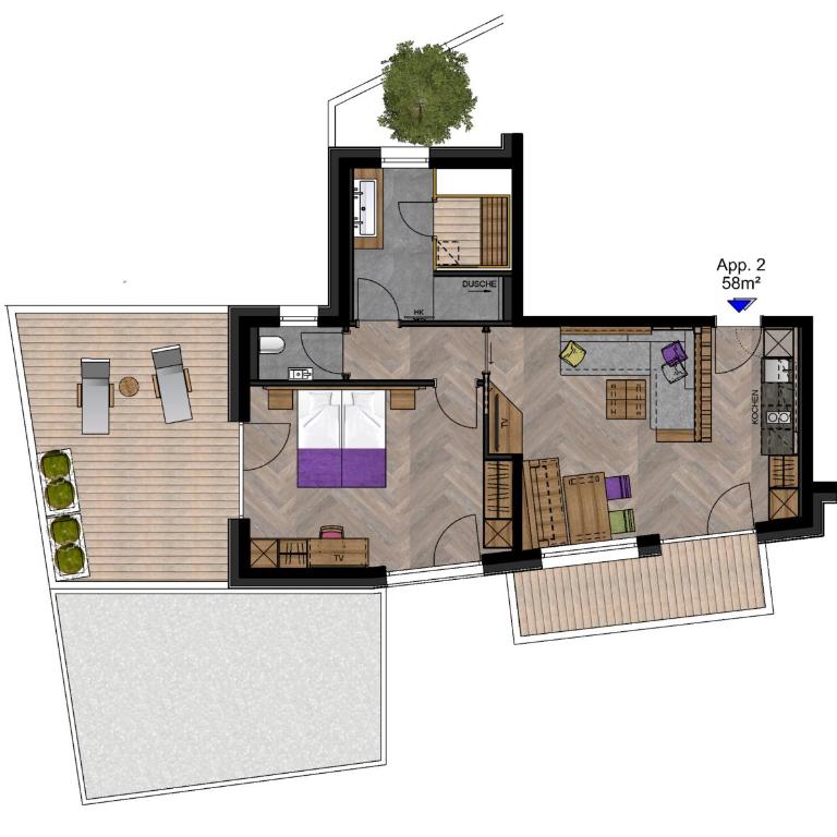 Apartment Rainer - mittendrin - Apartment mit 1 Schlafzimmer, Terrasse sowie eigener Sauna - 5