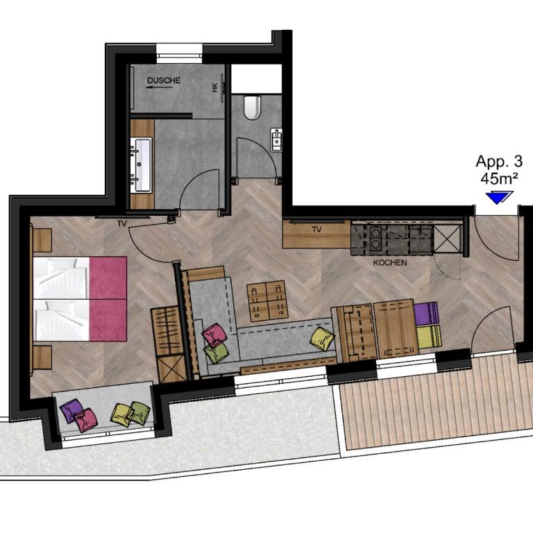 Apartment Rainer - mittendrin - Apartment mit 1 Schlafzimmer, Balkon und Bergblick - 5