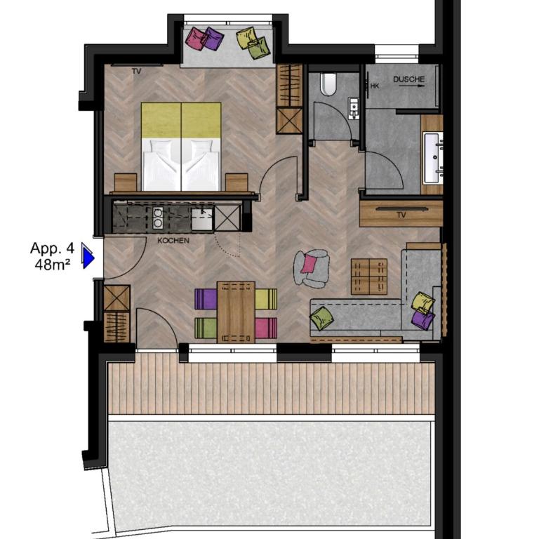 Apartment Rainer - mittendrin - Apartment mit 1 Schlafzimmer, Balkon und Bergblick - 5