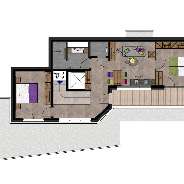 Apartment Rainer - mittendrin - Penthouse-Apartment mit 2 Schlafzimmern, Balkon sowie Bergblick - 5