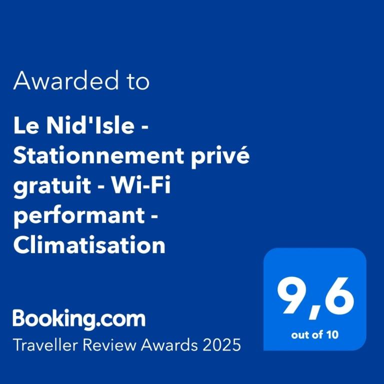 Le Nid'Isle - Stationnement privé gratuit - Wi-Fi performant - Climatisation - Appartement 1 Chambre - 2