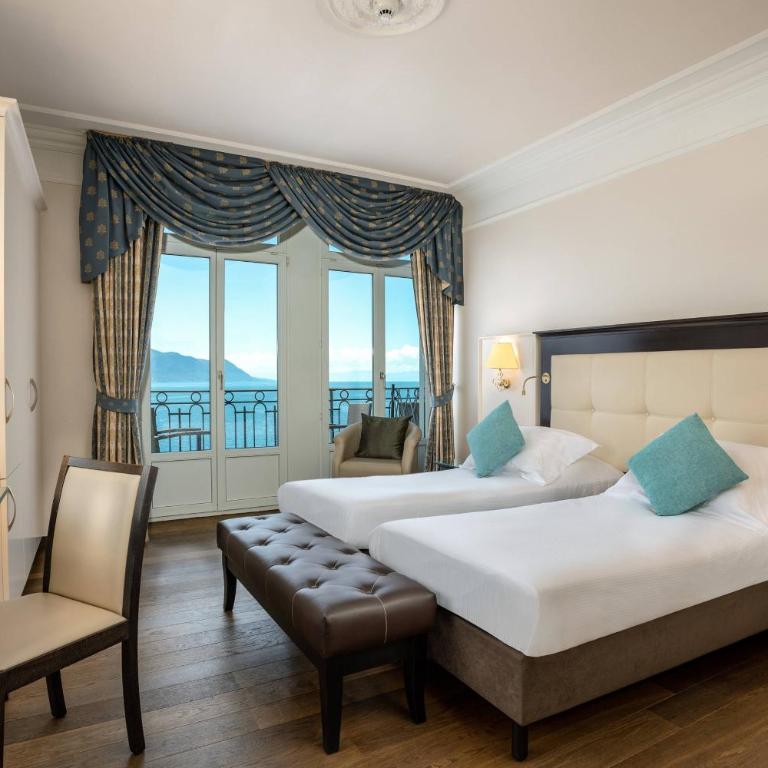 Grand Hotel Suisse Majestic, Autograph Collection - Deluxe Zweibettzimmer mit Seeblick und Balkon - 1