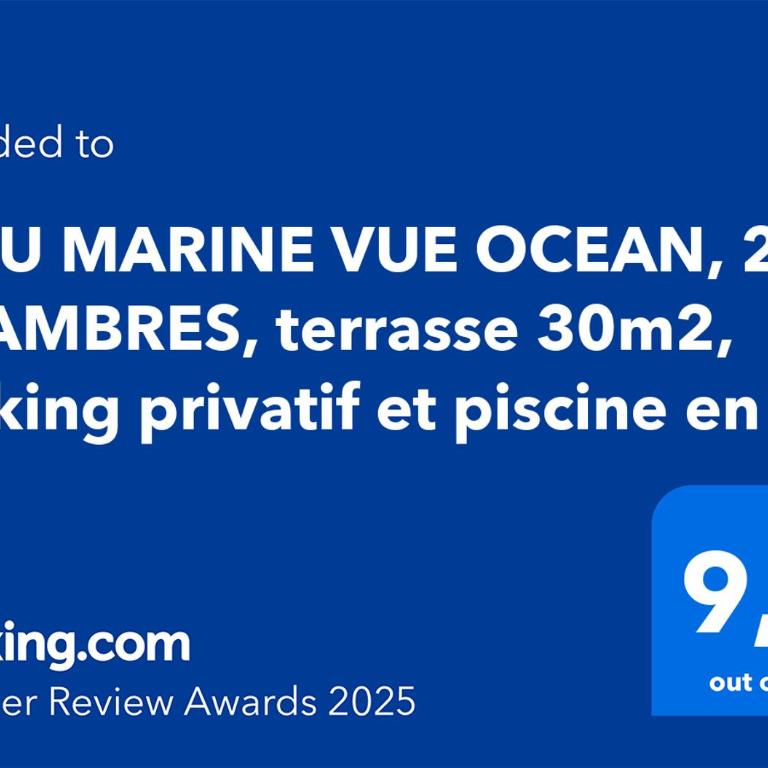 VUE OCEAN avec TERRASSE 30 m2 - 2 CHAMBRES parking privatif et piscine en été - Appartamento con Vista Mare - 3