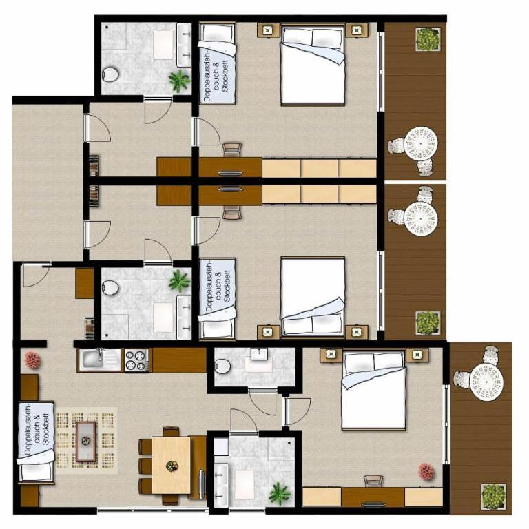 Alpenresidenz Hotel Gell - Apartment mit 3 Schlafzimmern und Balkon - 6