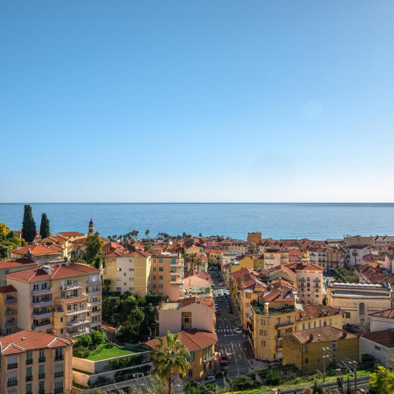 Les Orangers, Charmant studio avec coin nuit, incroyable vue sur la ville et la mer, parking - Apartment mit Meerblick - 17