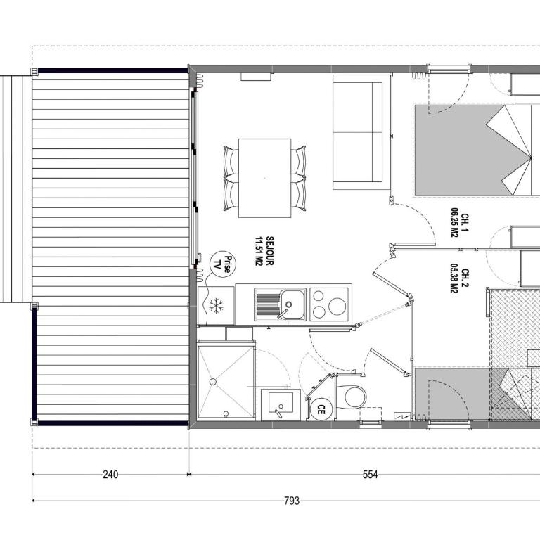 Camping Les Amandiers - Chalet 2 Chambres - 3