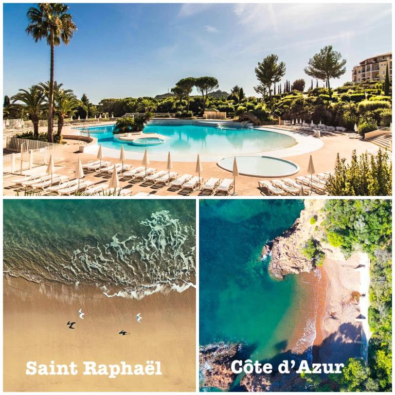 Village Cap Estérel pierre et vacances Appartement en Rez de Jardin vue Mer -Plages -Parcs Aquatique - Animations -5 piscines dont une chauffée au 01-Novembre -Parking -Climatisation -Formule Club - Appartement 1 Chambre avec Vue sur la Mer et Terrasse - 41