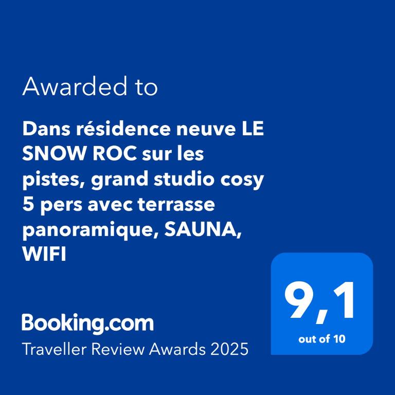 Dans résidence neuve LE SNOW ROC sur les pistes, grand studio cosy 5 pers avec terrasse panoramique, SAUNA, WIFI - Appartement 1 Chambre - 43