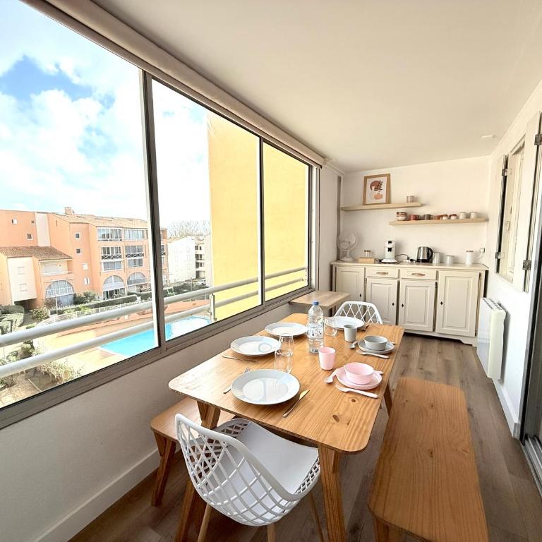 Appart Confort 4-6 Pers Agde,Animaux ok, Plage Richelieu à 150m, Piscine, Parking, Aqualand - - Apartamento de 1 dormitorio con vistas a la piscina - 12