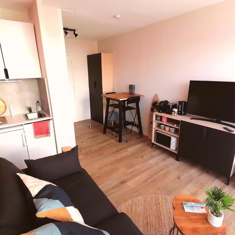 Joli studio front de mer Balcon WIFI vue cour - Studio Apartment with One Double Bed - 5