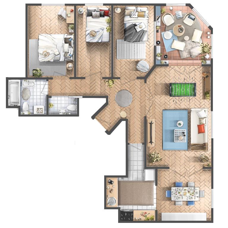 Sweet Nest 100m2 with Terrace Old Town Renovated - Three-Bedroom Apartment with Balcony - 7