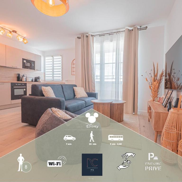 Disneyland-Paris - 8 personnes, Wifi, Parking - Appartement 2 Chambres - 1