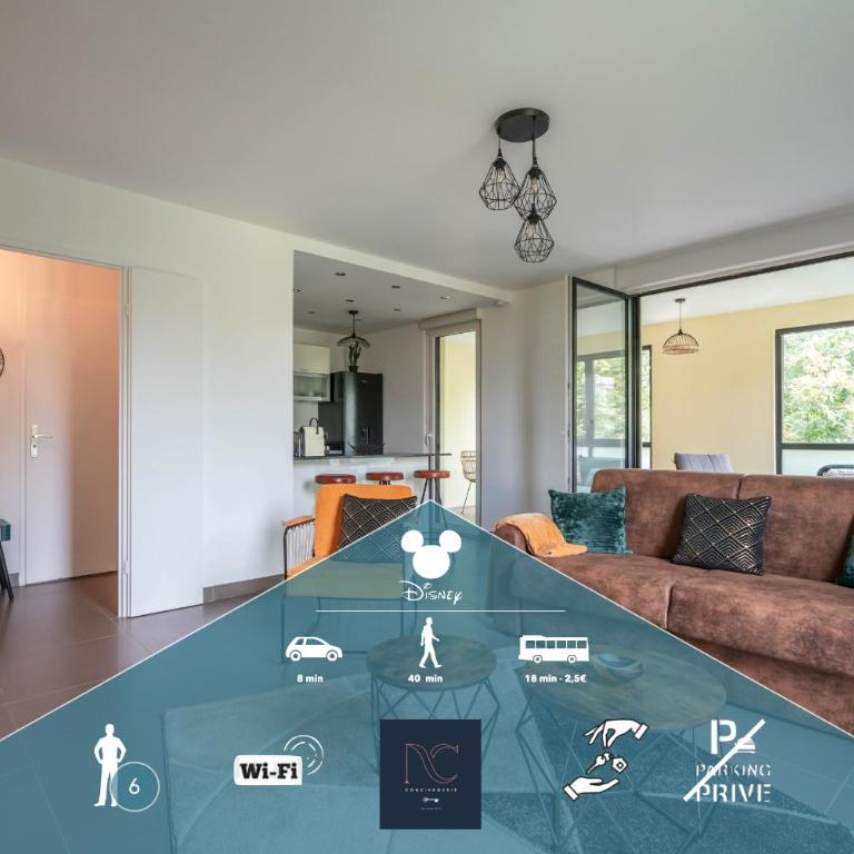 Disneyland-Paris 6 personnes, Wifi, Cosy - Two-Bedroom Apartment - 1