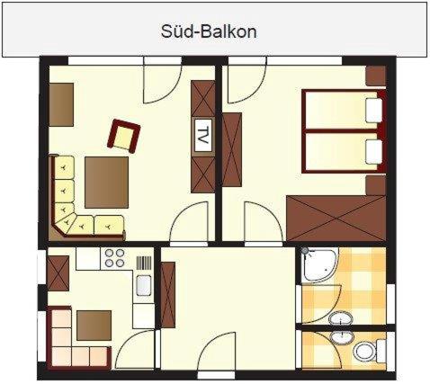 Gästehaus im Wiesengrund - Apartment mit 1 Schlafzimmer, Balkon und Bergblick - 6