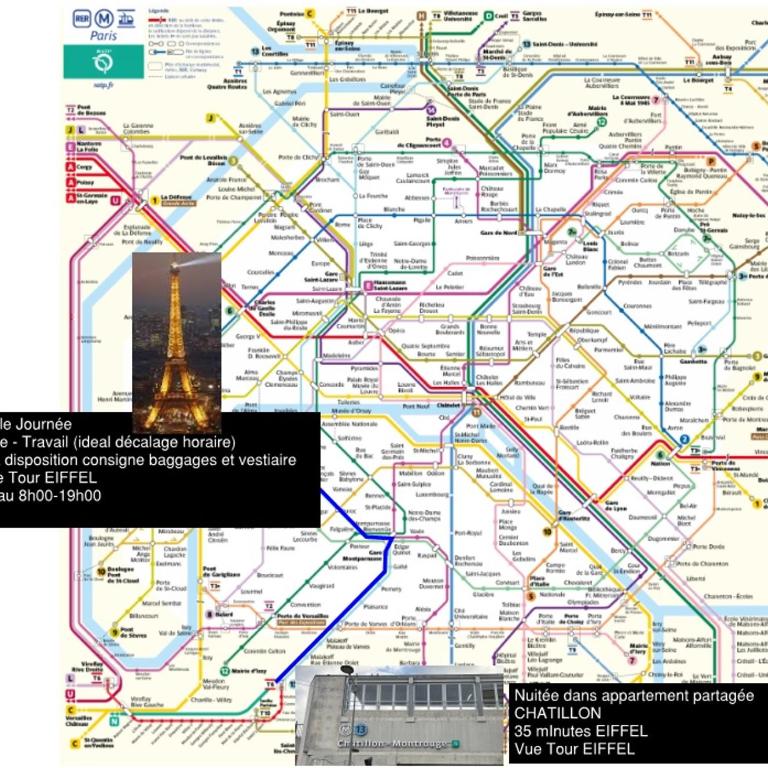 Eiffel Citea Access dayroom Espace Paris sans nuitée et Chambre partagée Chatillon nuitée -- Repos journée ou Espace Travail 8-19h Proche Tour Eiffel ou Usage bureau à l'heure en journée -- Nuitée Chatillon Avenue Paris - Petite Chambre Double ou Lits Jumeaux - 1