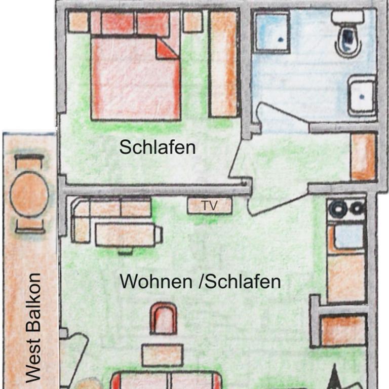 Birkenhof - Apartment mit 1 Schlafzimmer und Balkon - 1 - 7