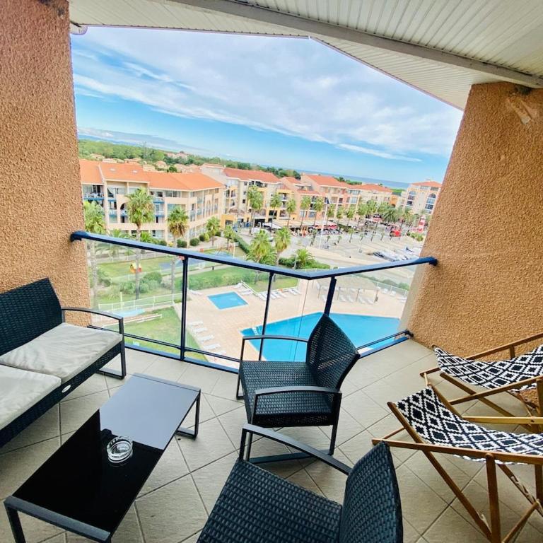 Superbe T2 bord de mer belle résidence au port Argeles piscine & parking - Appartement 1 Chambre avec Balcon et Vue sur Mer - 8