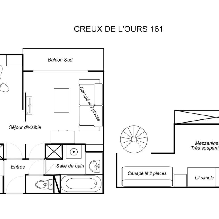 Résidence Creux de l'ours D et C - Duplex Studio - 11